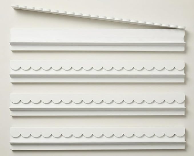 20 inch white wooden scalloped edge mahjong rack with magnetic pusher