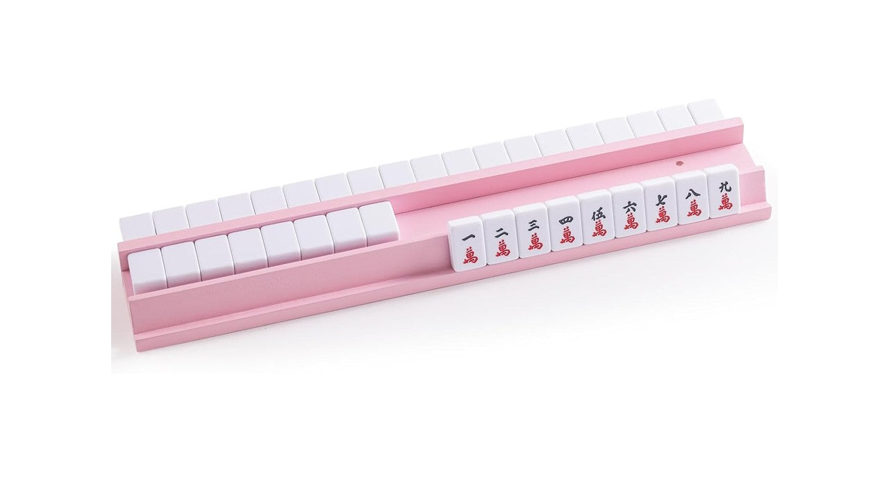 20 inch pink straight edge mahjong rack with magnetic pusher
